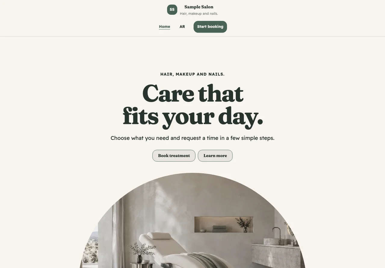 Actual Lowmark customer website with fictional business data
